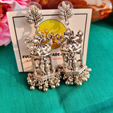 Radhe Krishna Silver Earrings