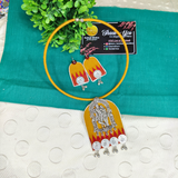 Mustard Yellow And Fulera Pendant Hasli Set