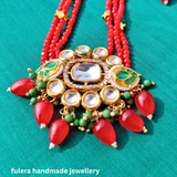 Red Crystal Beads And Kundan Nacklace