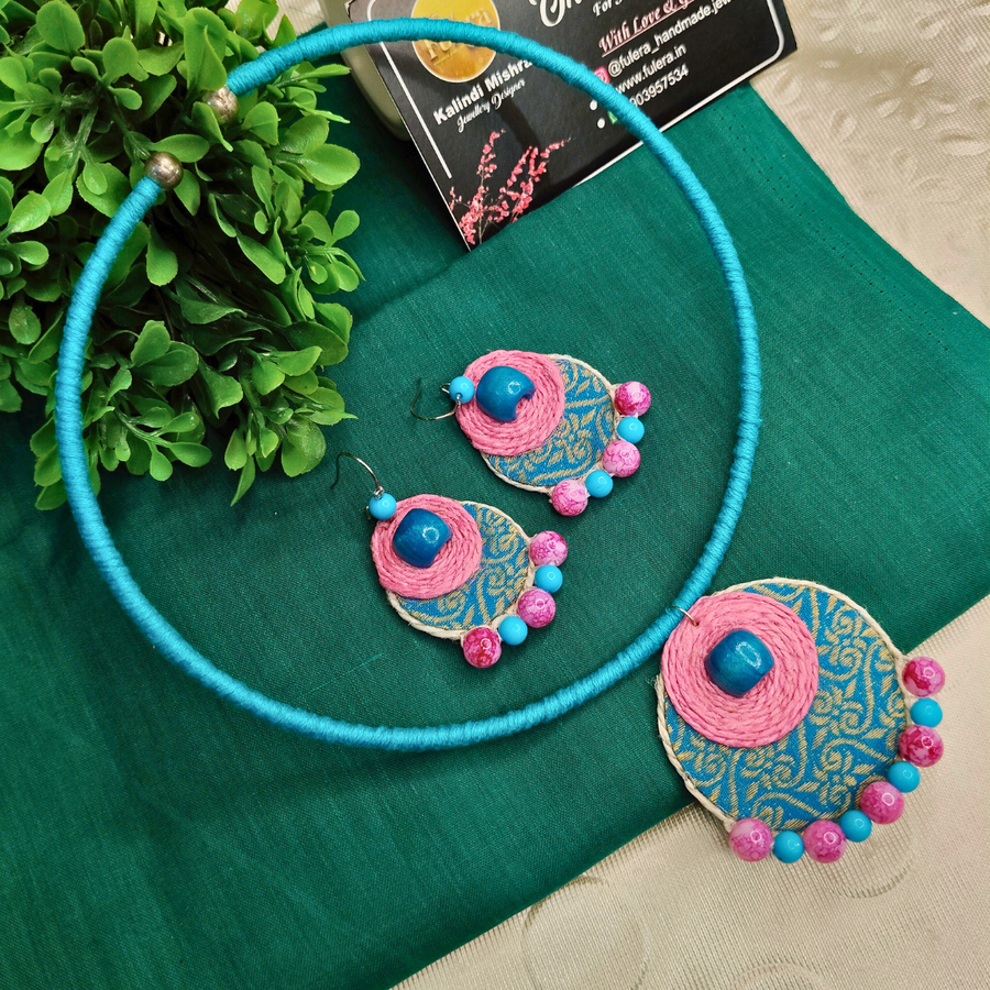 Blue And Pink Fabric Hasli Set