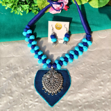 Blue Cotton Beads Necklace