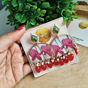 Pink Fabric Earrings