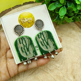 Green Fabric Earrings