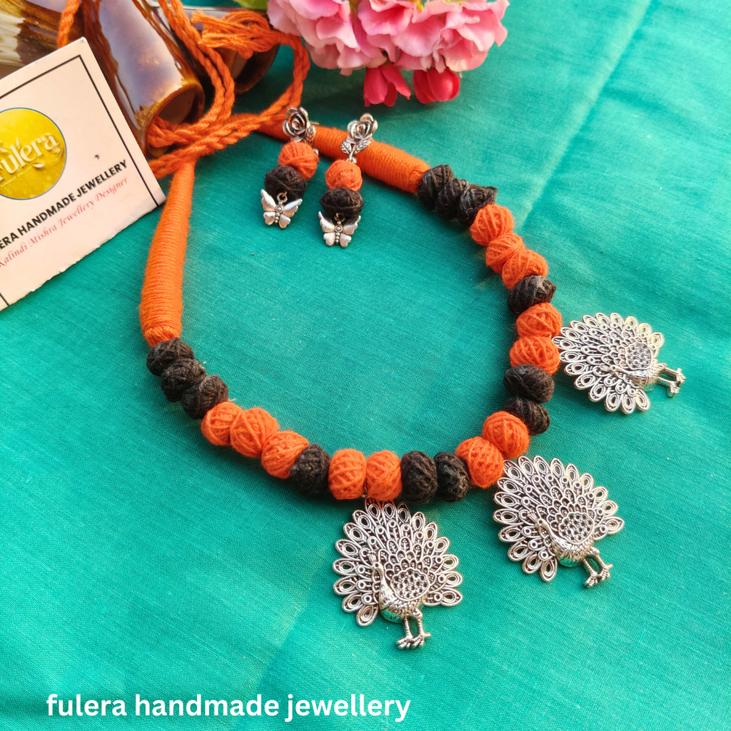 Orange & Black Cotton Beads Jewellery