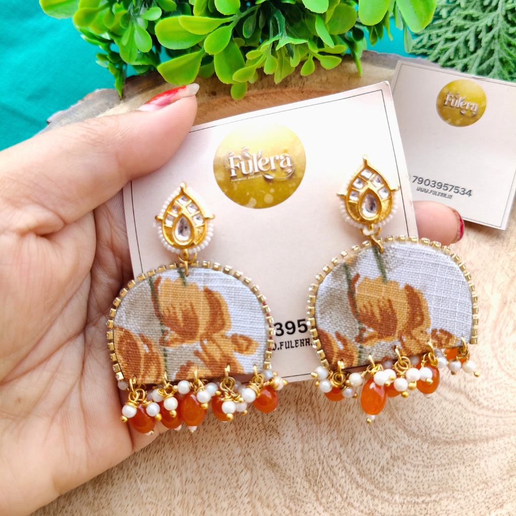 Orange Fabric Earring