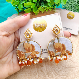 Orange Fabric Earring