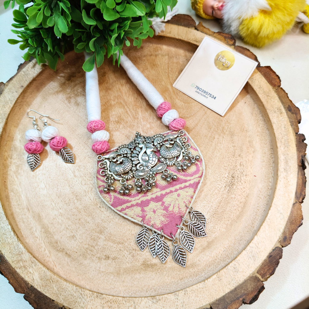Pink Cotton Beads Necklace