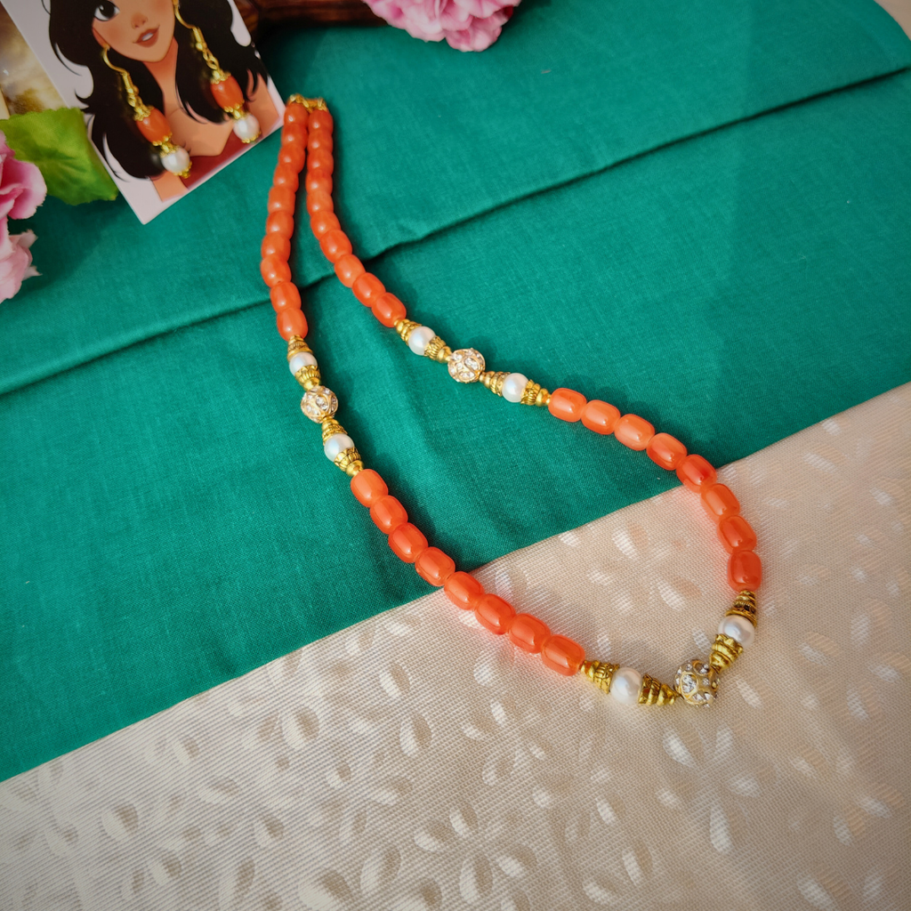 Orange beads necklace