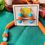 Orange cotton beads necklace