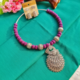 Dark Purple Silver Peacock Pendant Hasli