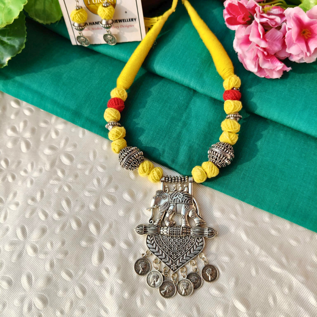 Yellow Cotton Beads Nacklace