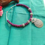 Dark Purple Silver Peacock Pendant Hasli