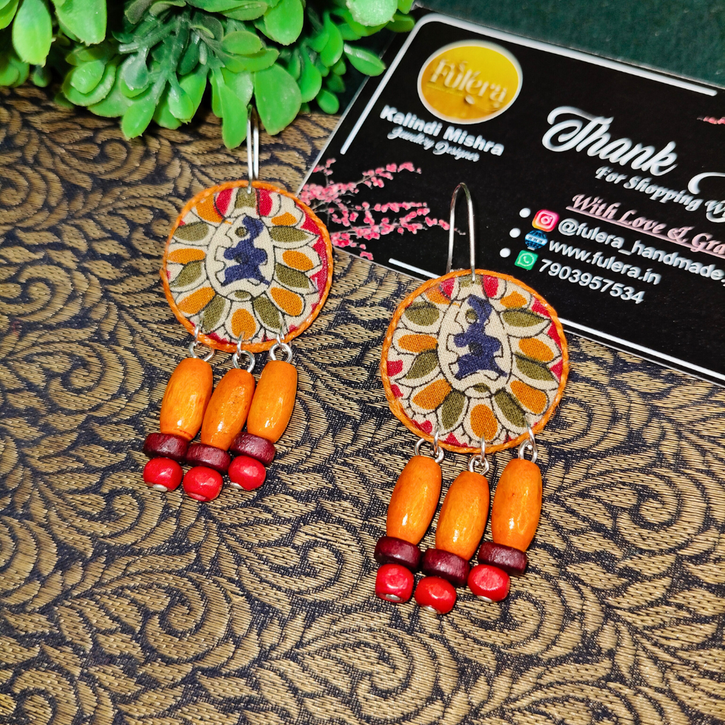 Orange Fabric Earrings