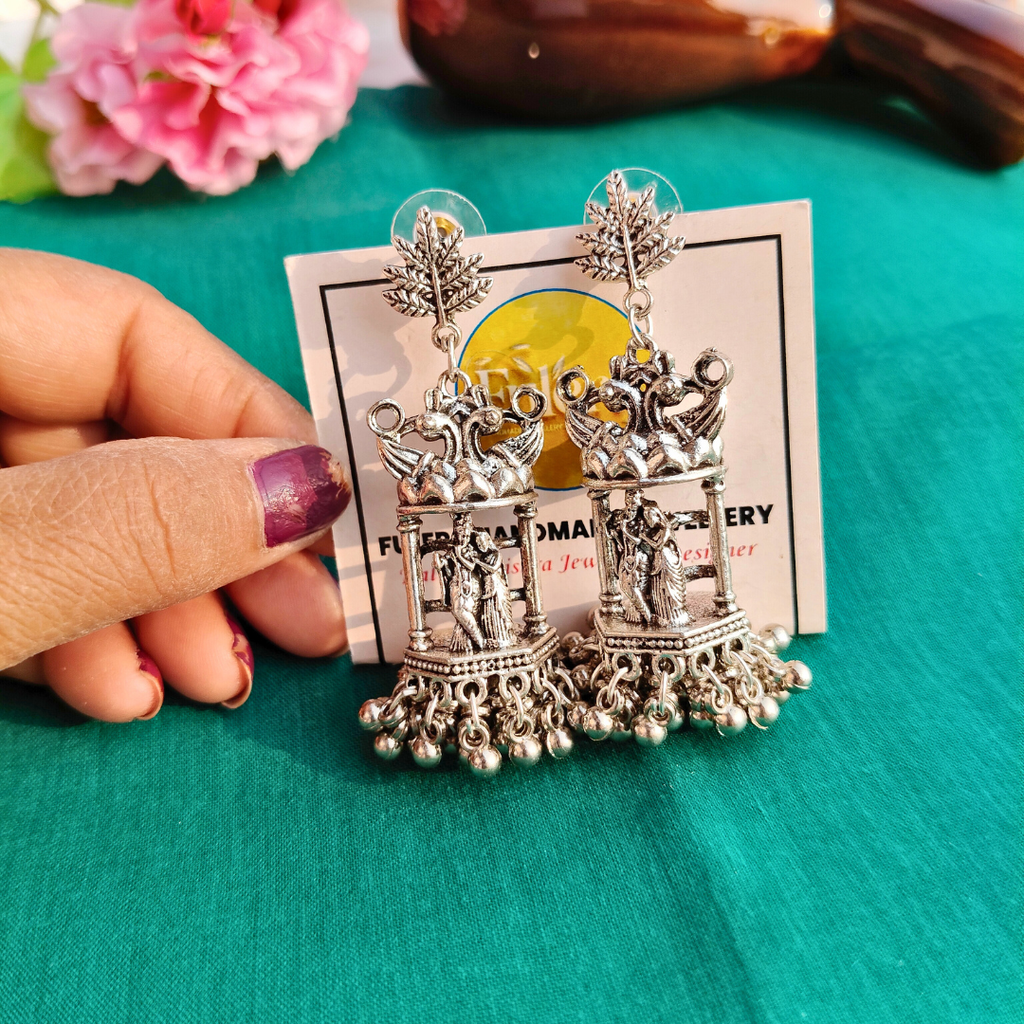 Radhe Krishna Silver Earrings