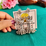 Radhe Krishna Silver Earrings
