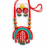Red Fabric Wooden Beaded Jewellery