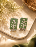 Green Fabric Earrings