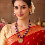 Purple Wooden Beads Necklace