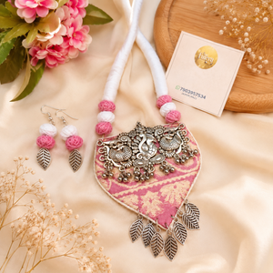 Pink Cotton Beads Necklace