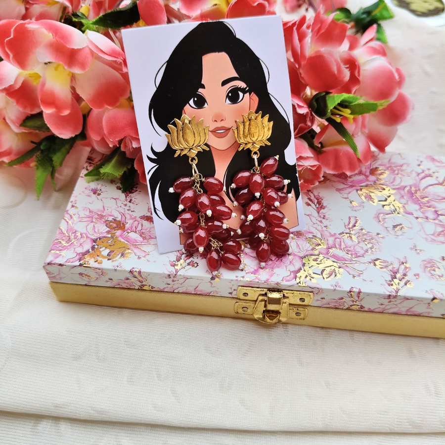 Maroon Grappes Earrings