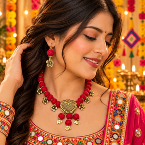 Red Navratri Necklace
