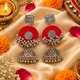 Red Silver Earrings