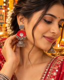 Red Silver Earrings
