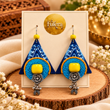 Triangle Indigo Fabric Earrings
