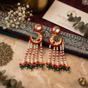 Red Chand Kundan Earrings