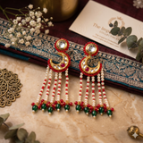 Red Chand Kundan Earrings