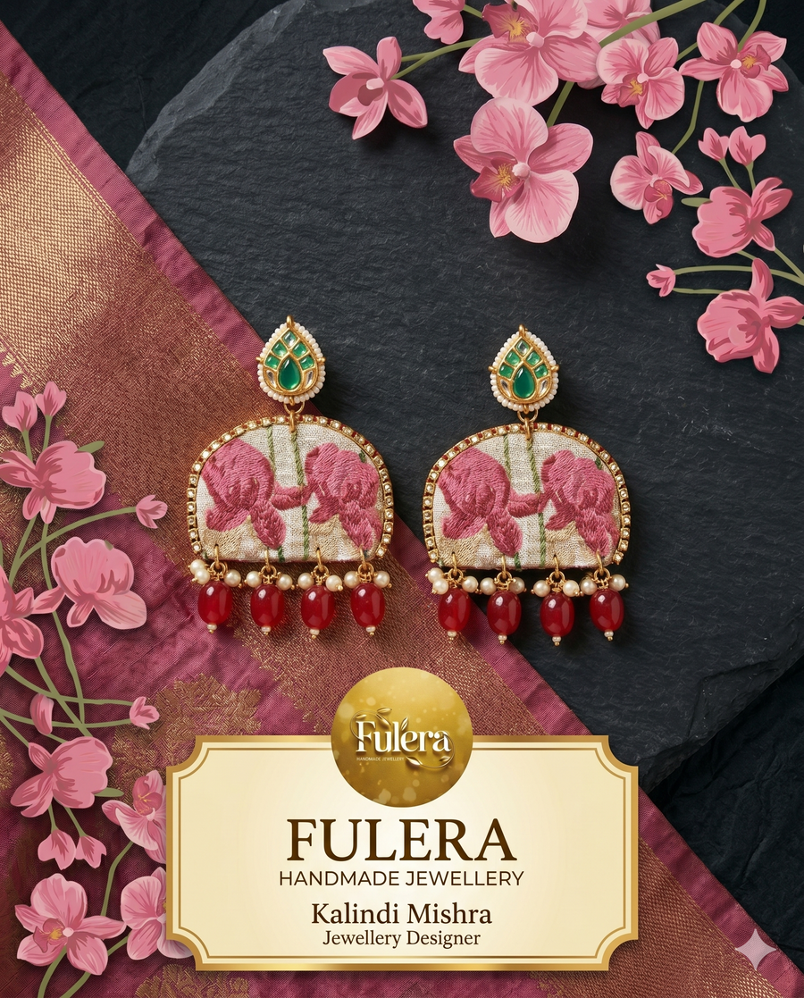 Pink Fabric Earring