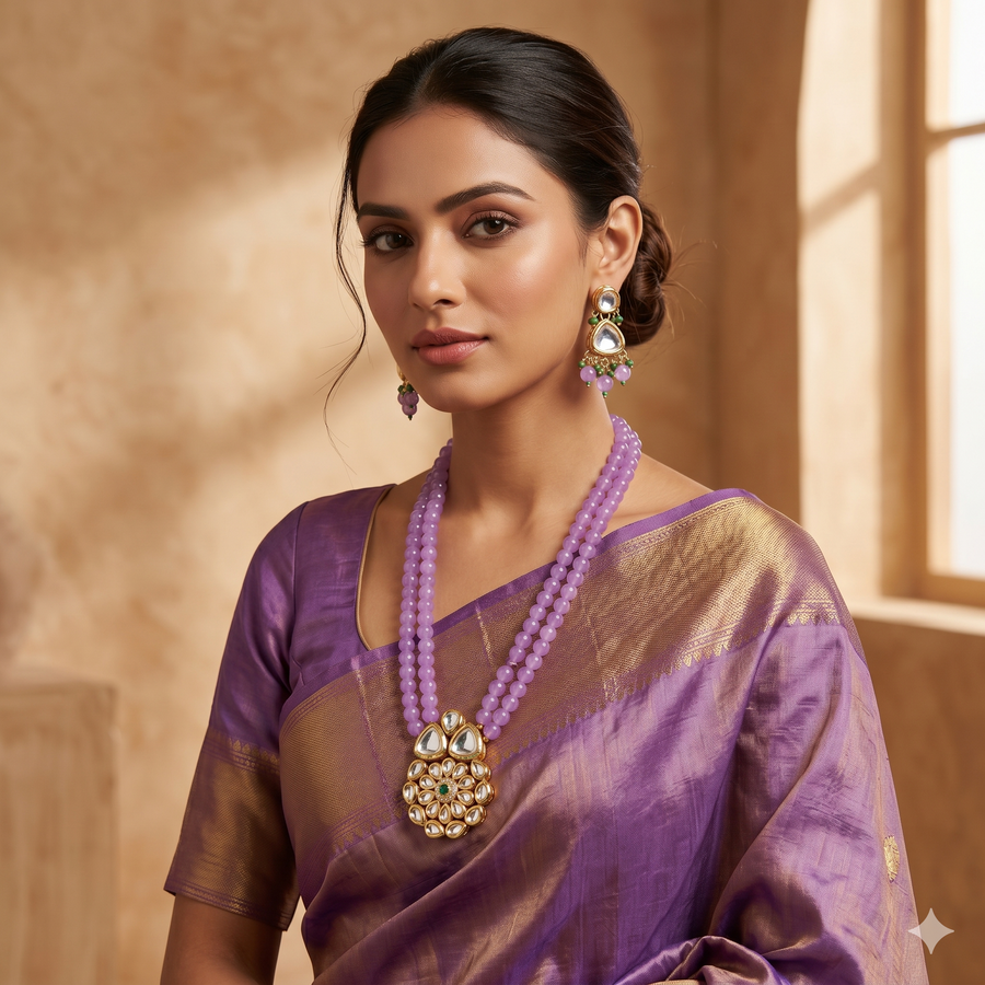 Purple Kundan Necklace