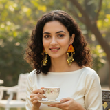 Orange Fabric Earring