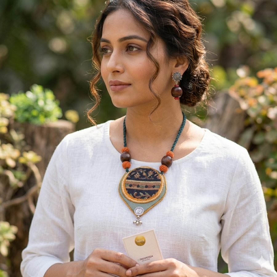 Green Fabric Necklace