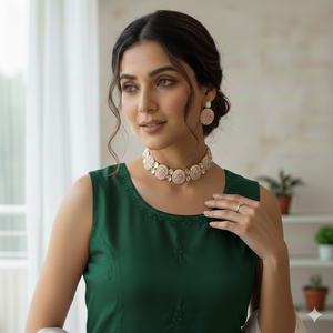 Peach Oval Kundan Necklace