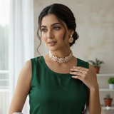 Peach Oval Kundan Necklace