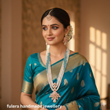 Peach Crystal Beads And Kundan Necklace