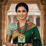 Green And Red Cotton Beads Necklace