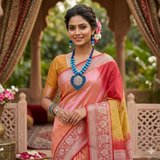 Blue Cotton Beads Necklace