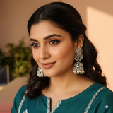 Mayuri Silver Oxidised Jhumka