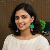 Green Fabric Drops Earring