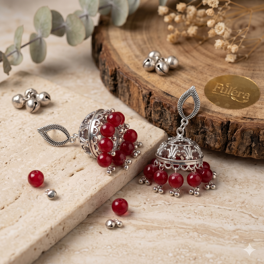 Sinduri Silver Jhumka