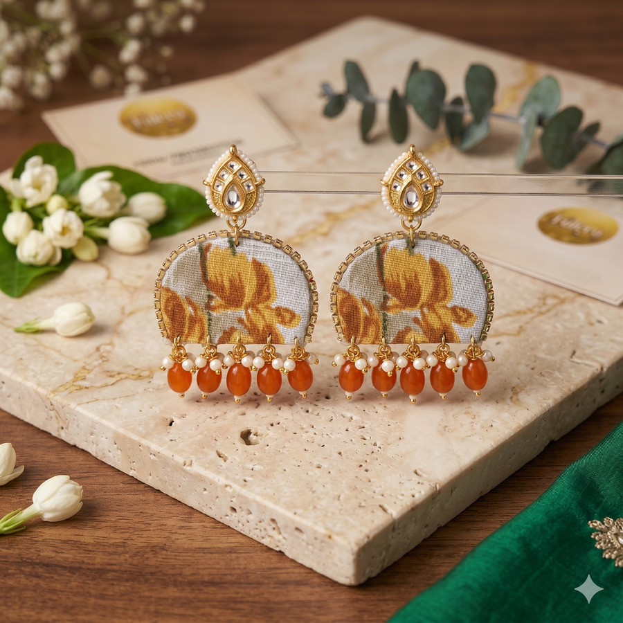 Orange Fabric Earring