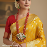 Red Crystal Beads And Kundan Nacklace