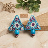 Blue Triangle Fabric Earrings