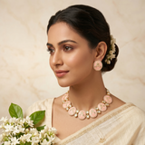 Peach Oval Kundan Necklace