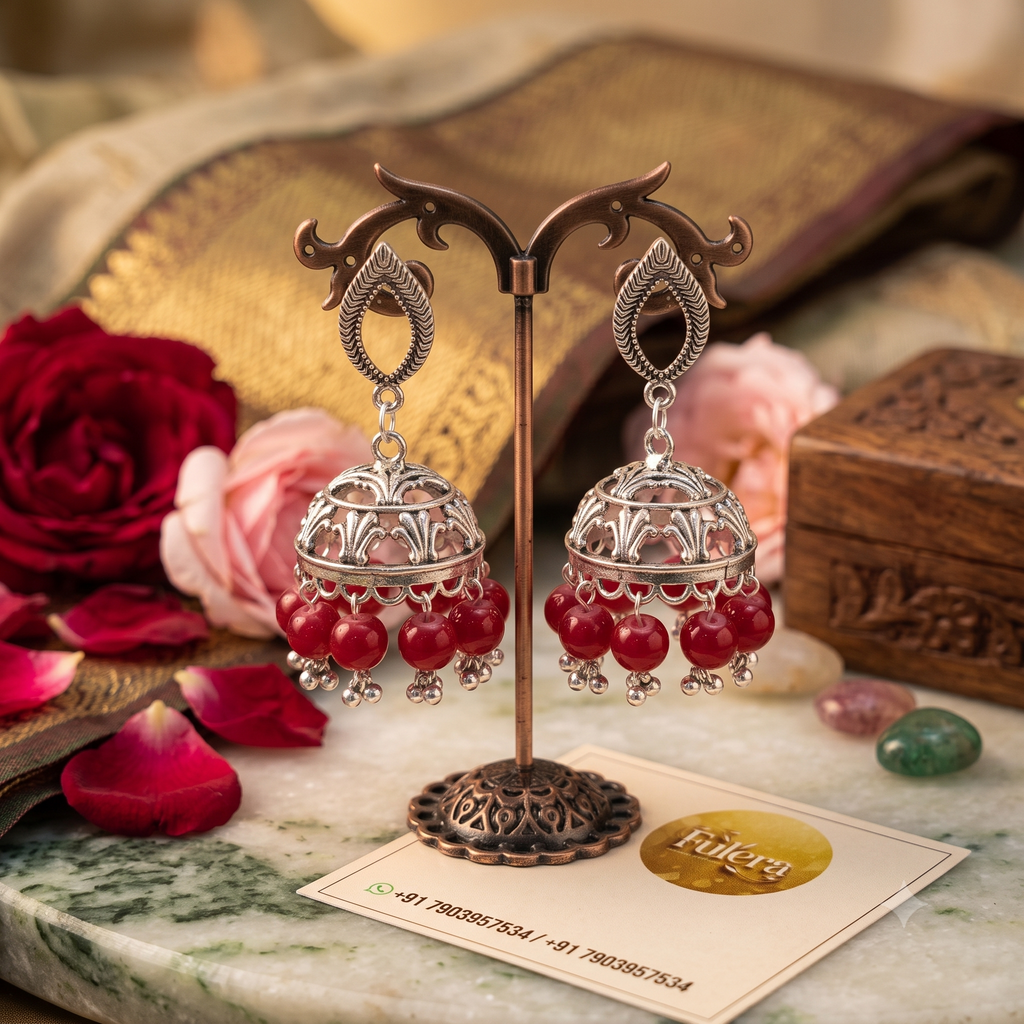 Sinduri Silver Jhumka