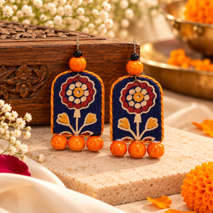 Indigo Floral Fabric Earrings