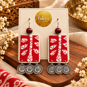 Red Fabric Earrings