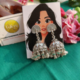 Peacock Silver Jhumka